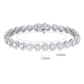 5mm silver-tone flower cluster tennis bracelet with round clear crystal accents - 7.5 Inches / 3.5mm / White Gold