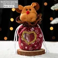 Sac cadeau de Noël avec motif renne rouge et fenêtre en cœur pour bonbons et pommes - AFLD5-1 Renne Rouge 14.5x20cm