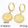18K gold plated titanium hoop earrings with sparkling tree of life charms and zircon trim - Gold Earrings