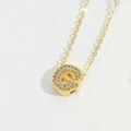 Gold plated letter G pendant necklace with pavé cubic zirconia on a dainty chain - Letter G