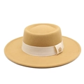 Eleganter Damenhut aus Kamelwolle mit cremefarbenem Band und goldenem Logo - M (56-58cm) / Camel
