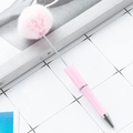Pink DIY beaded ballpoint pen featuring a soft faux fur pompom and metal accents - Candy Pink
