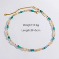 Colorful gemstone beaded necklace with golden stainless steel clasp and S.Steel tag - Stainless Steel/Natural Stone Beads / Green Purple Amber Mixed