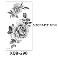 XQB-290 black and white rose flower temporary tattoo sticker 114x210mm size - Rose Leaves Line Art (XQB-290)
