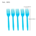 Set of 10 blue plastic forks for kids birthday party with exact size measurements - 10 Pieces/Pack Blue Forks