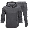 Vue avant d'un survêtement gris foncé pour homme avec sweat à capuche et pantalon de jogging - Gris foncé