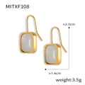 Boucles d'oreilles pendantes dorées rectangulaires avec pierres en résine vert clair - Boucles d'Oreilles (MITXF108) / Boucles d'oreilles dorées