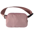 Pink waterproof nylon running waist bag with adjustable strap and black buckle - Pink