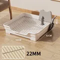 52cm square beige dog toilet with high sides, stainless steel grate and gray hydrant - 22mm Grid / White