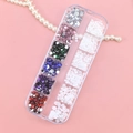 12-grid nail art crystal rhinestones and pearls set in a clear organizer box - 6 Colors Rhinestones + Pearls