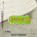Green cloud embroidered patch with gold DUCK text, size 5x2.2cm for DIY sewing - DUCK Green Cloud