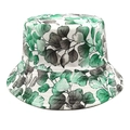 Omkeerbare vissershoed voor dames en heren met groene bladprint op wit canvasdoek - M (56-58cm) / Groen