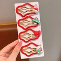 Red Christmas hair clips set with snowman and bear motifs for girls festive hair decor - 1-Snowman (No Card)