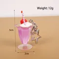 Miniature pink purple ice cream sundae keychain with silver star clip and 5cm height mark - Purple Star Buckle