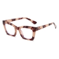 Classic tortoiseshell square frame glasses with anti-blue light lenses shown from a 45-degree angle - Pink Demi Frame