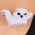 Cute white cartoon ghost hair claw clip with black facial features for Halloween hair styling - White Ghost (Big Eyes)