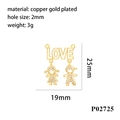 Detail view of 18K gold plated charm with LOVE letters and iced-out boy girl pendant - Full Rhinestone LOVE Boy Girl