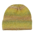 Winter tie-dye gradient knit beanie featuring yellow and green ribbed texture and folded cuff - M(56-58cm) / Yellow