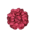 Dark red French satin 3D rose flower accessory with layered petals for DIY crafts - Wine Red