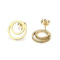 Golden double concentric circle stud earrings with high-quality polished metal finish - Gold Double Circle Stud Earrings (KE109005-KFC)