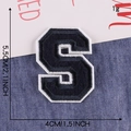 Navy blue collegiate letter S embroidered patch with white border for apparel and hats - S / Navy Blue