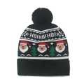 Dettaglio del berretto natalizio nero con testo HO! HO! HO! e motivi di Babbo Natale - 56-60cm / Stile F(ZZM61)