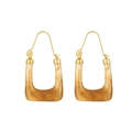 French style resin hoop earrings in amber marble finish with golden metal accents - Gold Coffee