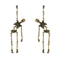 Retro antique gold skeleton drop earrings with gothic vintage finish for Halloween - Retro Skull Studs / Antique Bronze