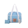 Sky blue JK uniform Ita bag with heart-shaped transparent window and plush bear charm - Blue with Bear Pendant