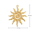 Gold baroque sun pendant dimensions showing 40.6mm height and 33.7mm width - Gold Sun Spiral Pendant (HP1342B)