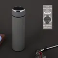 Deep grey 500ml smart thermos bottle with 304 stainless steel and matte finish - 16oz / Leather Texture Lid Matte Gray / No Display