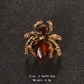 Vintage spider brooch with amber crystal inlay and fine rhinestones, 2.3cm by 2.5cm size - Retro Amber Spider