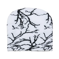 Gorro de punto blanco con motivos de ramas negras en diseño estético de streetwear - Estilo de Textura de Árbol Muerto Blanco Negro(B)
