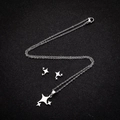 Elegant stainless steel jewelry set featuring silver star pendant necklace and stud earrings - Steel