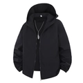 Men's minimalist black hooded windbreaker jacket with zipper and elastic cuffs - M / Black