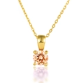 Elegant 925 sterling silver necklace with a round champagne gemstone in four-prong setting - November - Champagne