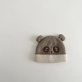 Close-up of baby knit hat with embroidered animal face and cute 3D ears detail - 6 Months - 2 Years / Brown Bear