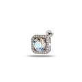 Square silver stud earring with rainbow crystal and zirconia halo in screw back style - Sparkling White (Single)