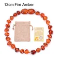 Deep orange Baltic fire amber necklace for babies 13cm with certification and pouch - 17cm / Fire Amber