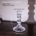 French vintage ribbed glass candle holder with double sphere design and wide base - Vertical Stripe Two Balls