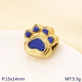 Golden stainless steel cat paw bead with blue enamel inlay for charm bracelets - Blue (KLJ10203-ZLA)