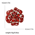Elegante broche de flor rosa 3D en oro vintage con brillantes diamantes rojos - Rojo