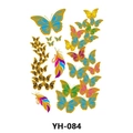 Metallic gold butterfly and feather temporary tattoo stickers with colorful gradients - Colorful Metallic Butterfly and Feather (YH-084)