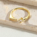 Macro view of gold adjustable open ring with square zircon and micro-pave detailing - Square Clear Zircon Style