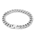 Pulsera de cadena cubana en acero inoxidable plateado con cierre de caja cuadrada - Pulsera 20CM / Color Acero