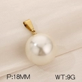 Single 18mm round white pearl pendant with polished gold metal clasp weighing 9g - Gold Style (KP120438-Z)