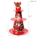 3-stufiger Etagere für Weihnachtscupcakes aus Pappe mit Rentier- und Schneemann-Motiven - Weihnachts-Rentier-Stil