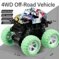 Green inertial 4WD off-road toy car with graffiti design and shock springs - Cyan Graffiti (Bagged)