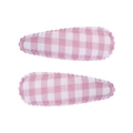 Lot de deux barrettes à cheveux à carreaux roses avec bordure en tricot pour filles - Pince Goutte à Bord Festonné (Lot de 2) / Carreaux Rose Blanc