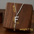 Silver titanium steel letter F necklace with tassel pendant and size dimensions - Letter F / Silver